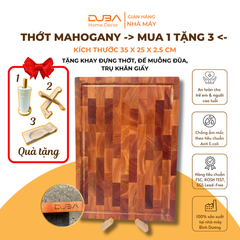 [MUA 1 TẶNG 3] Combo thớt gỗ Mahogany, gỗ đỏ có tay cầm và rãnh chứa nước, thớt đa năng sử dụng hai mặt từ Nhà máy DUBA
