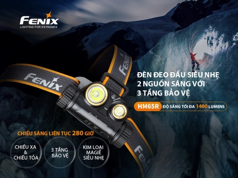 Đèn pin đội đầu FENIX HM65R độ sáng 1400 lumen chiếu xa 163m sạc USB C