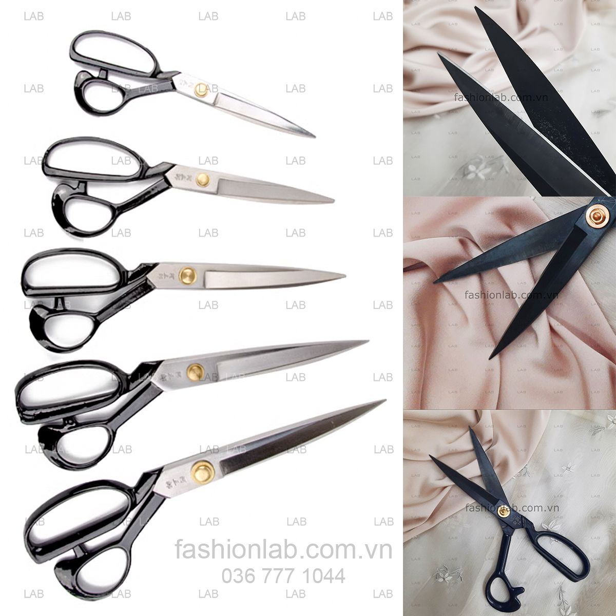 Kéo cắt may thép đen bám vải, chống trượt cho vải lụa, satin #010103