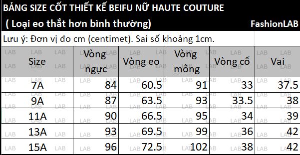 Cốt thiết kế Beifu - Haute couture #010201