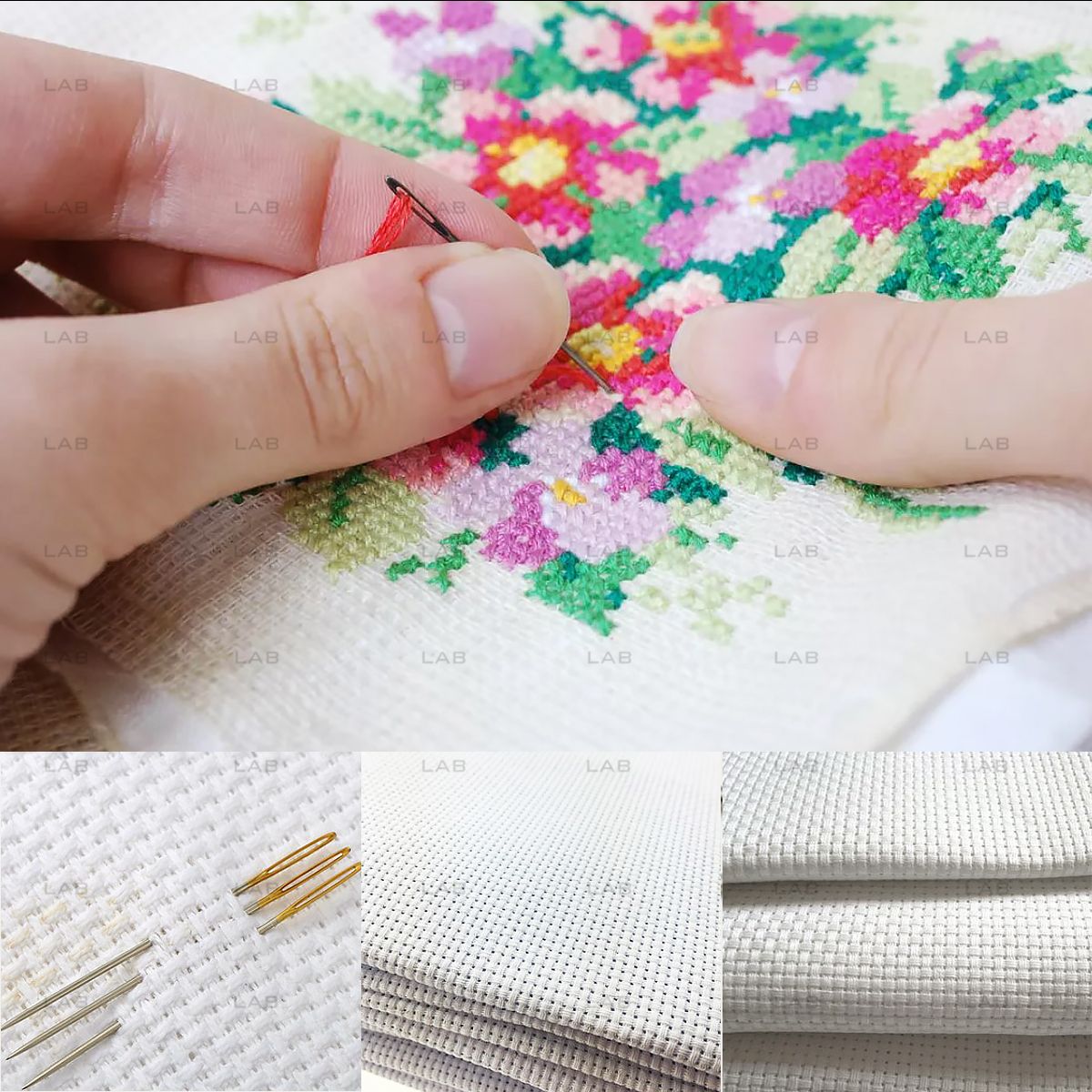 Vải cotton thêu chữ thập cross stitch #010301