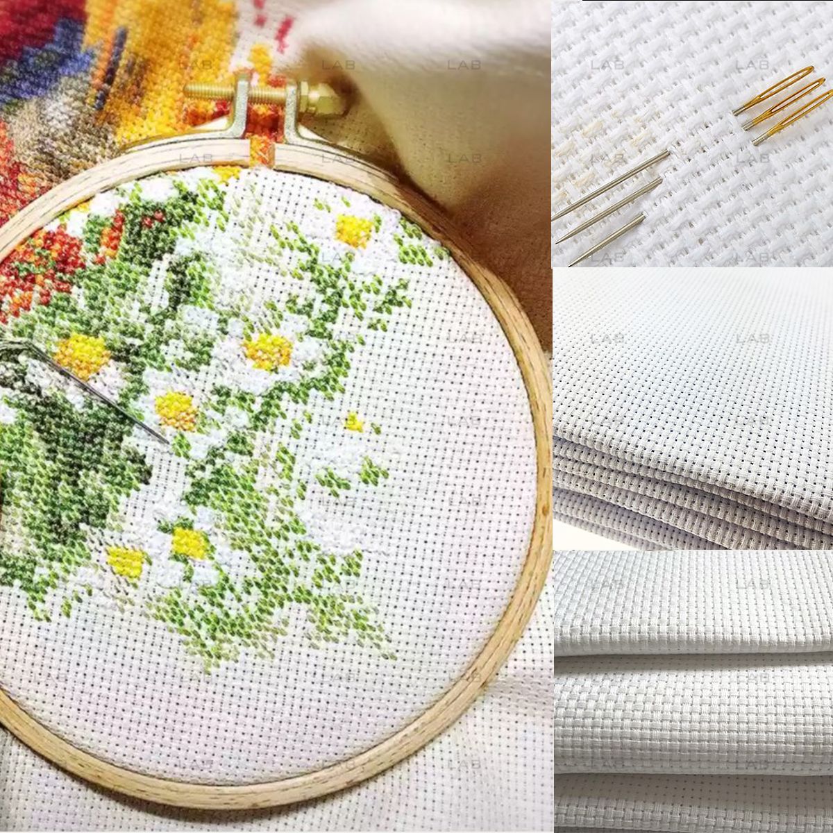 Vải cotton thêu chữ thập cross stitch #010301