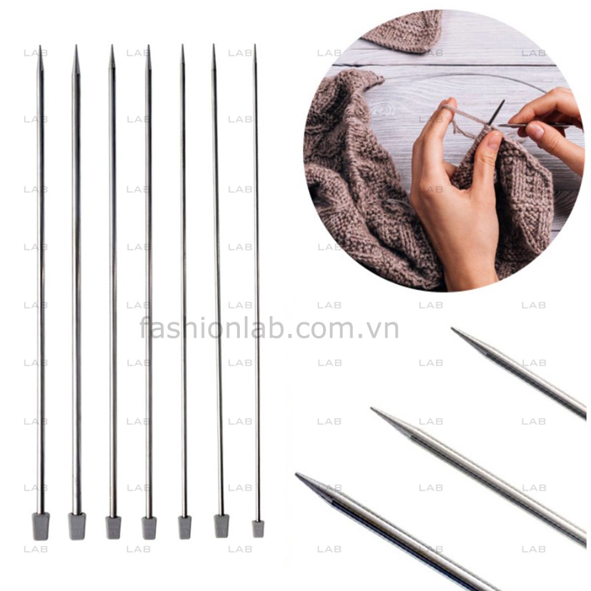 Set 4 cặp kim đan nhôm 2mm, 4mm, 6mm, 8mm #010401