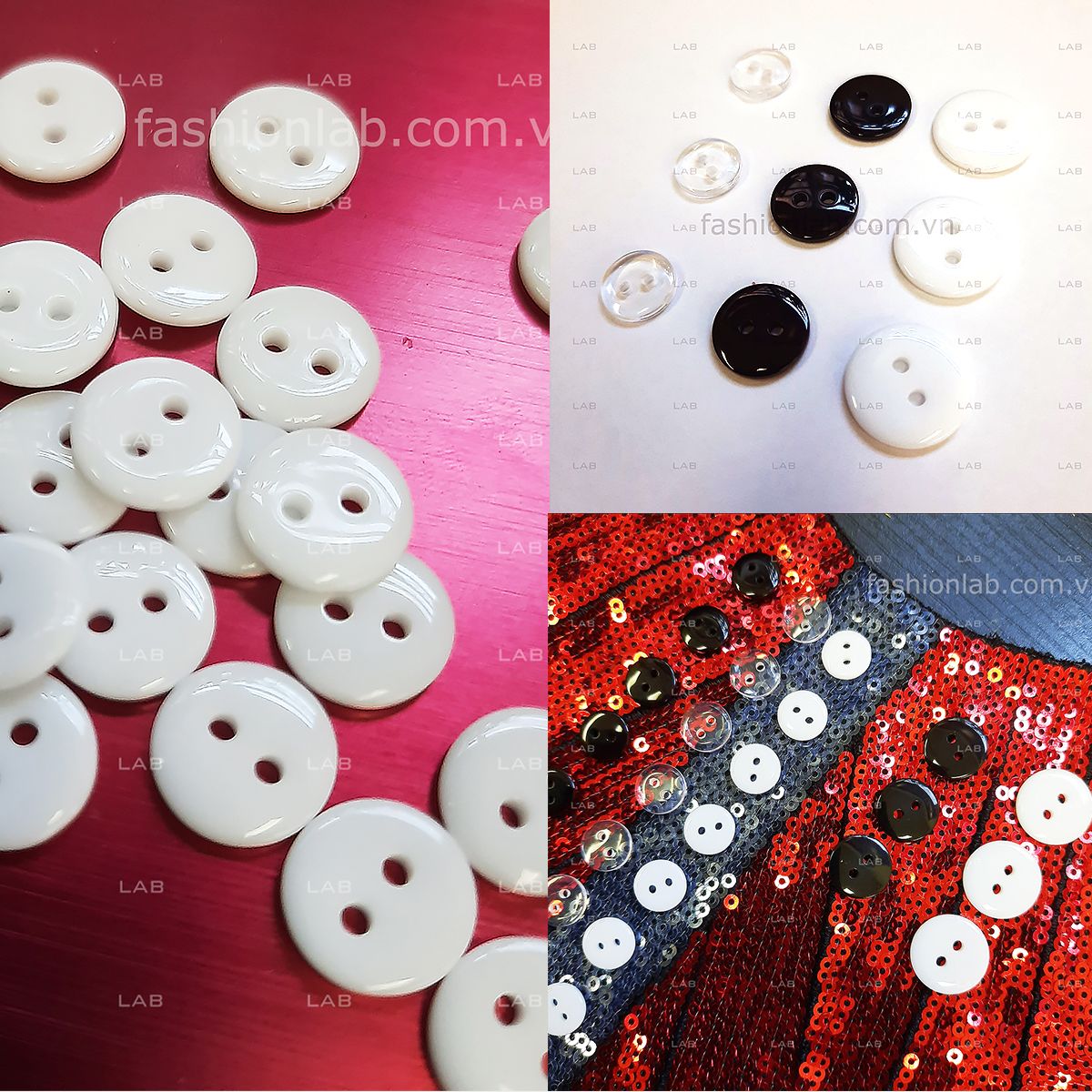 Khuy cúc nhựa 2 lỗ không viền 10mm #020201