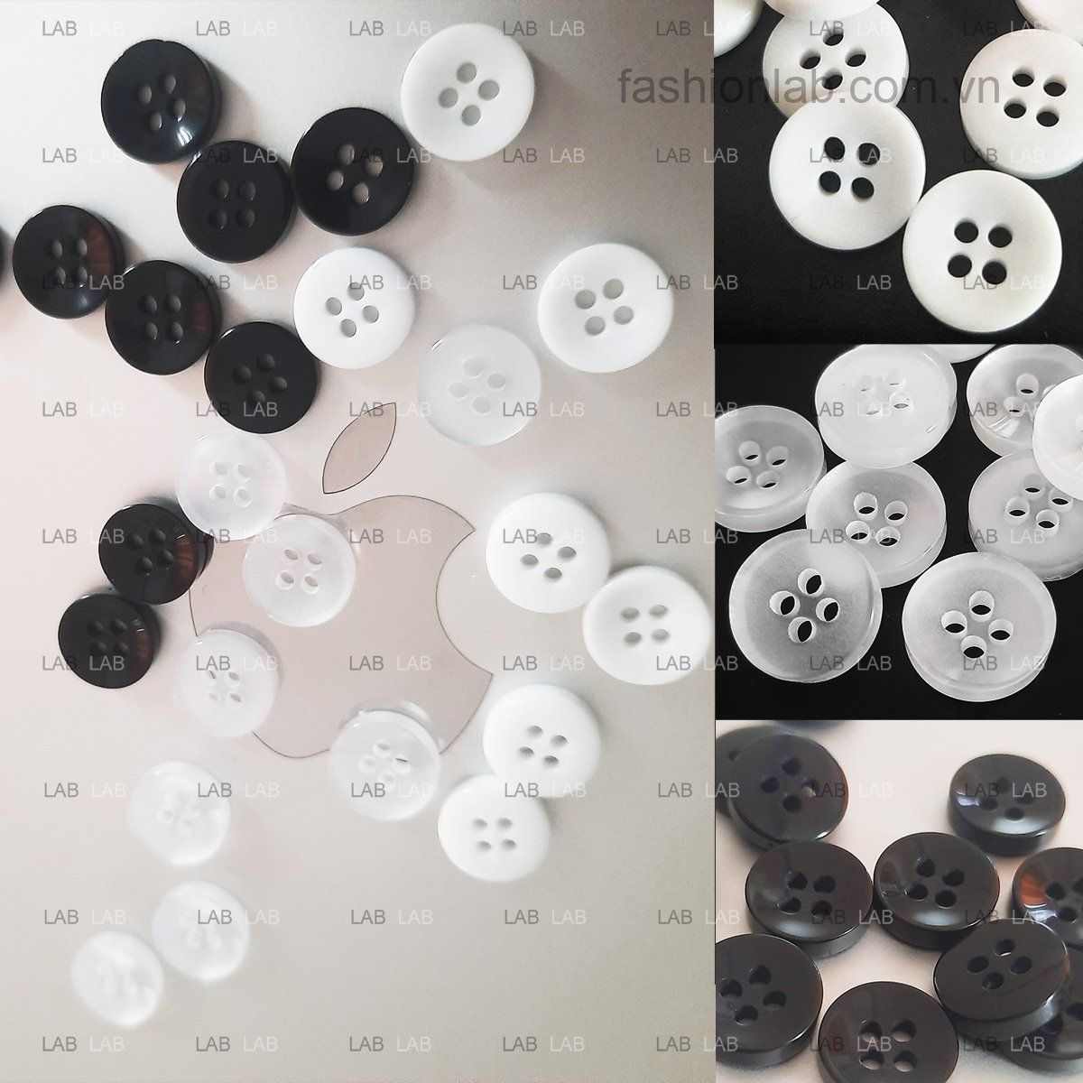 Khuy cúc sơ mi 4 lỗ trũng lòng - 11.5mm #020201