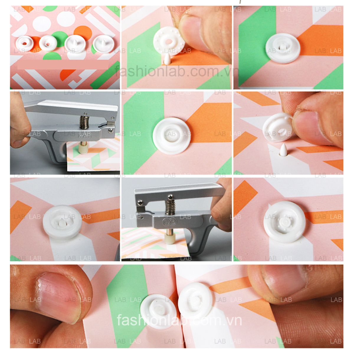 100 bộ Khuy cúc bấm nhựa 4 chi tiết T3, T5, T8 10mm, 12mm, 14mm #020201