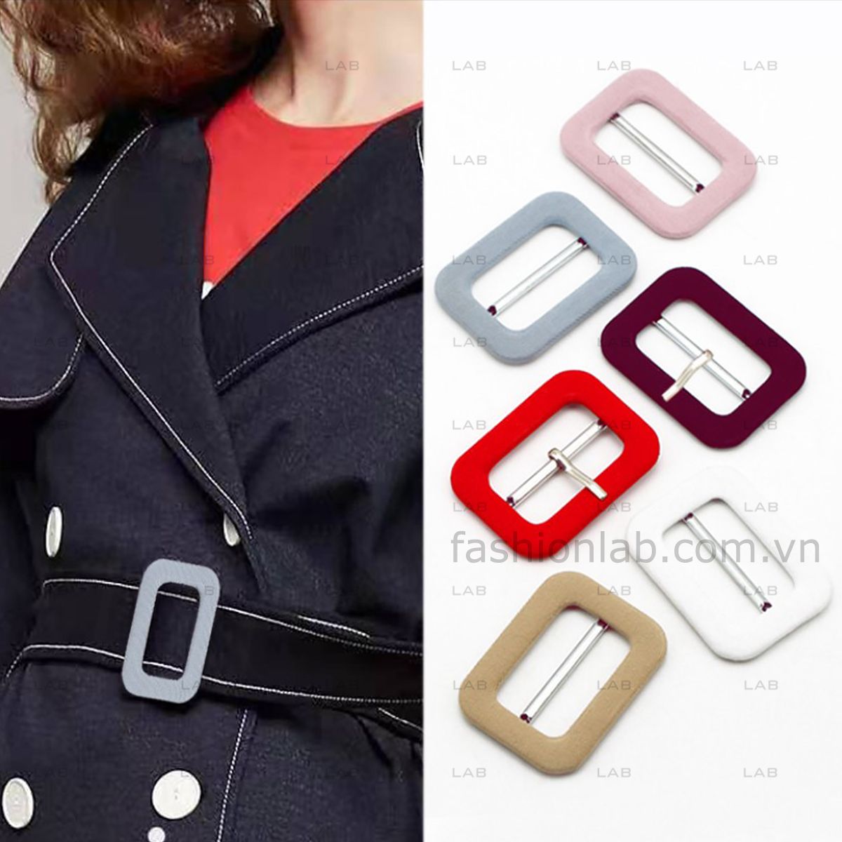 Mặt dây đai lưng bọc vải khe 45mm - không kim - kim loại hình chữ nhật #020203