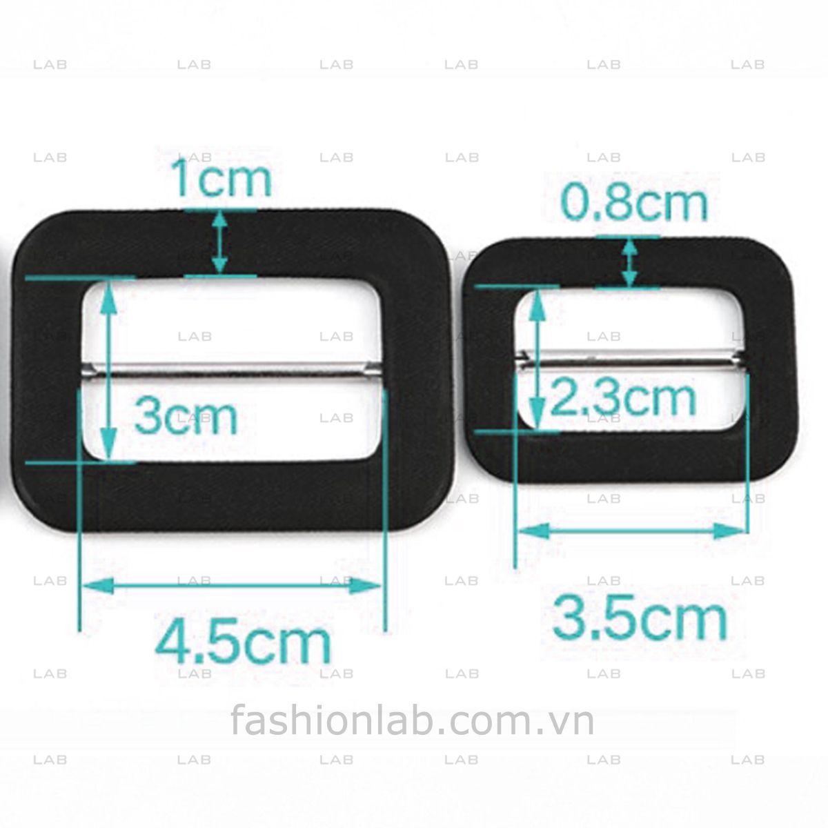 Mặt dây đai lưng bọc vải khe 45mm - không kim - kim loại hình chữ nhật #020203