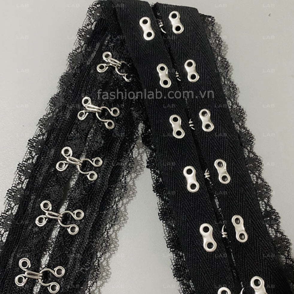 Dây móc cài dải liền móc đồng viền ren #020205