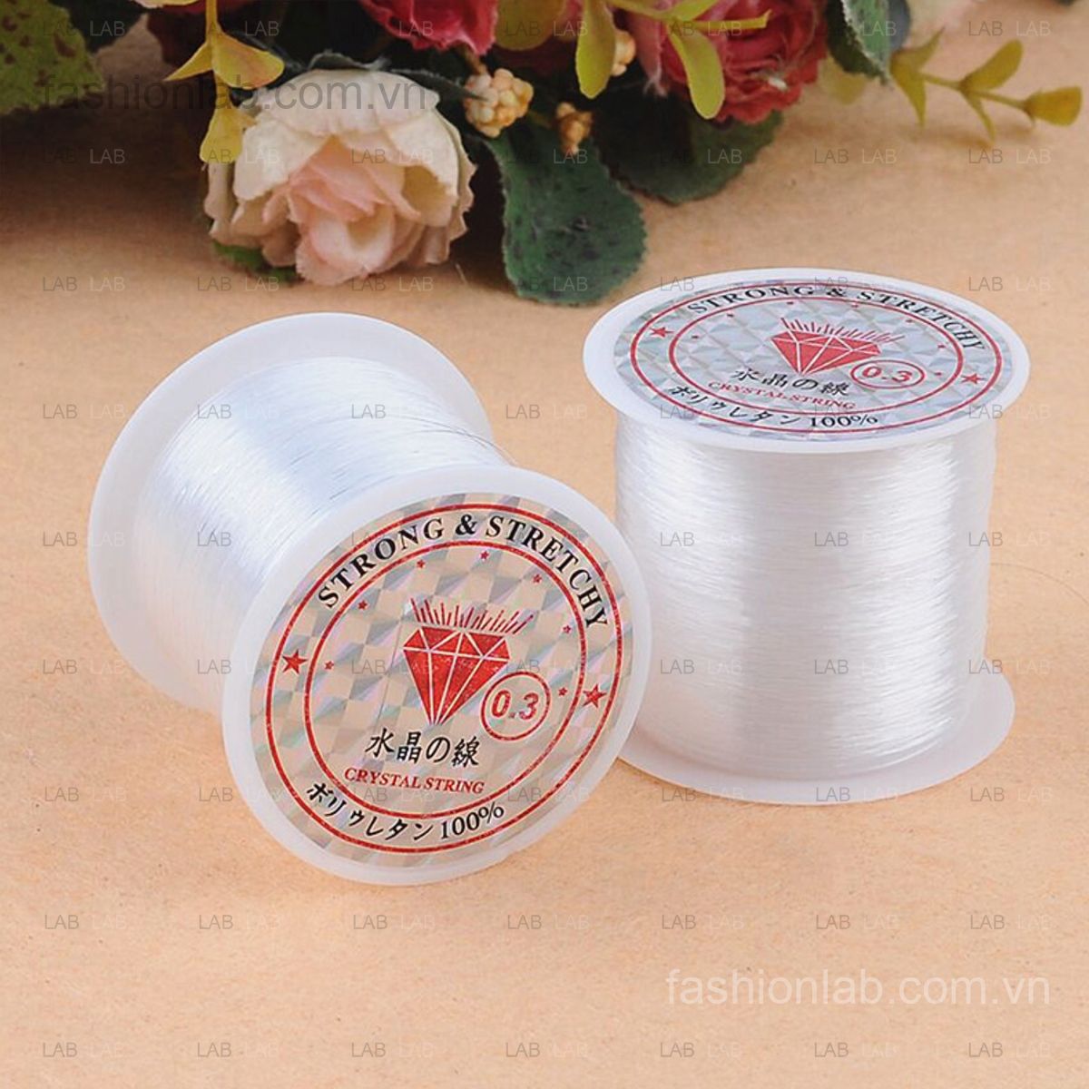 Dây cước xỏ chuỗi vòng cườm hạt đính kết