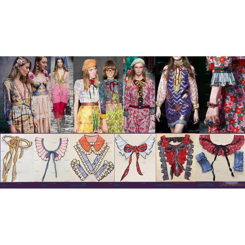 Set cổ, tay áo Sequin thêu 06 #020401
