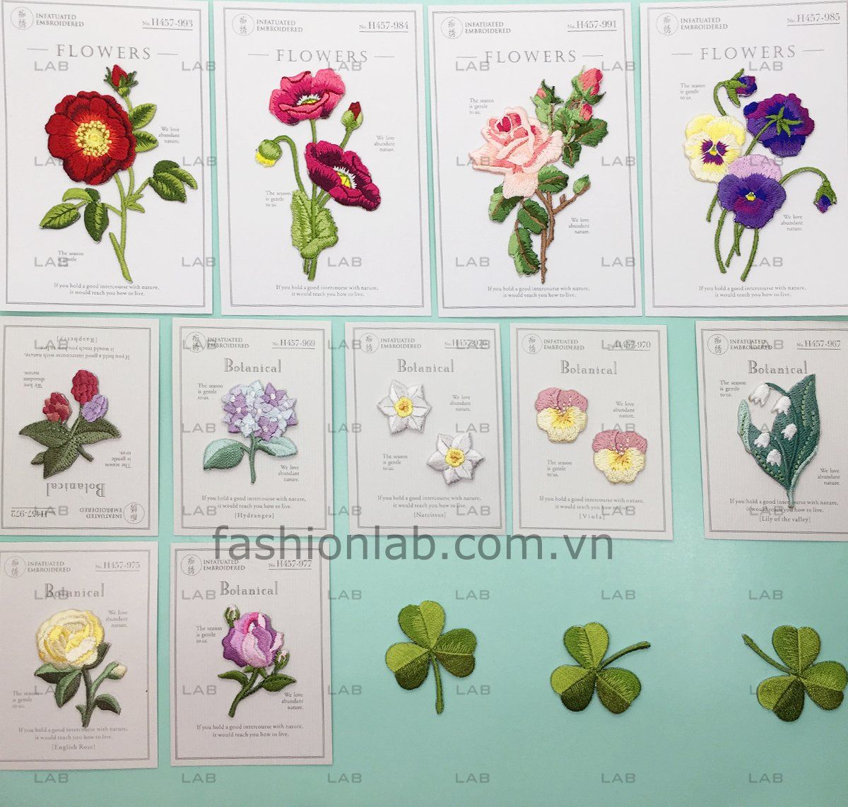 Hình thêu hoa nhỏ - Mẫu 970 (2pcs) #020501
