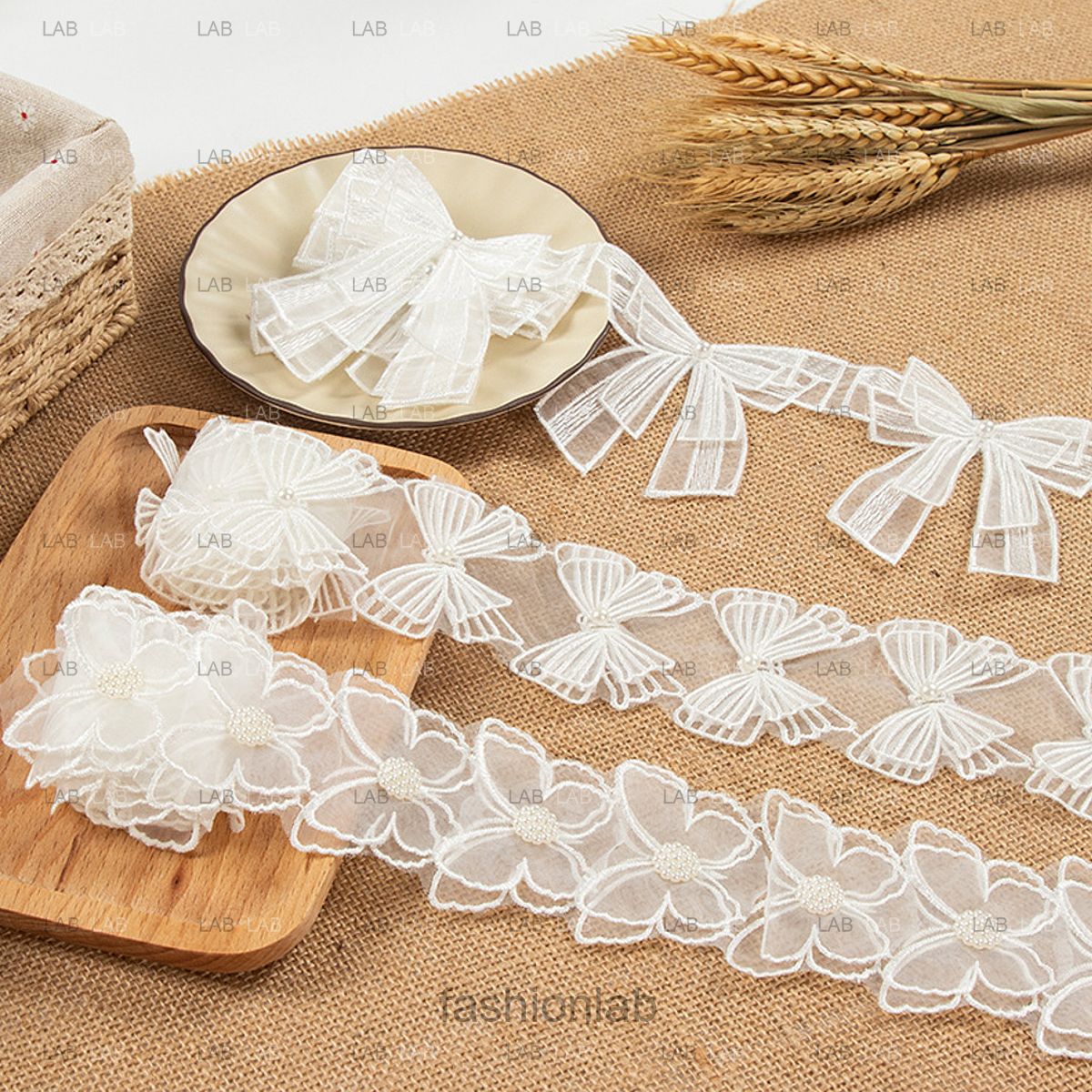 Dây viền thêu 3D hai lớp trang trí #020602