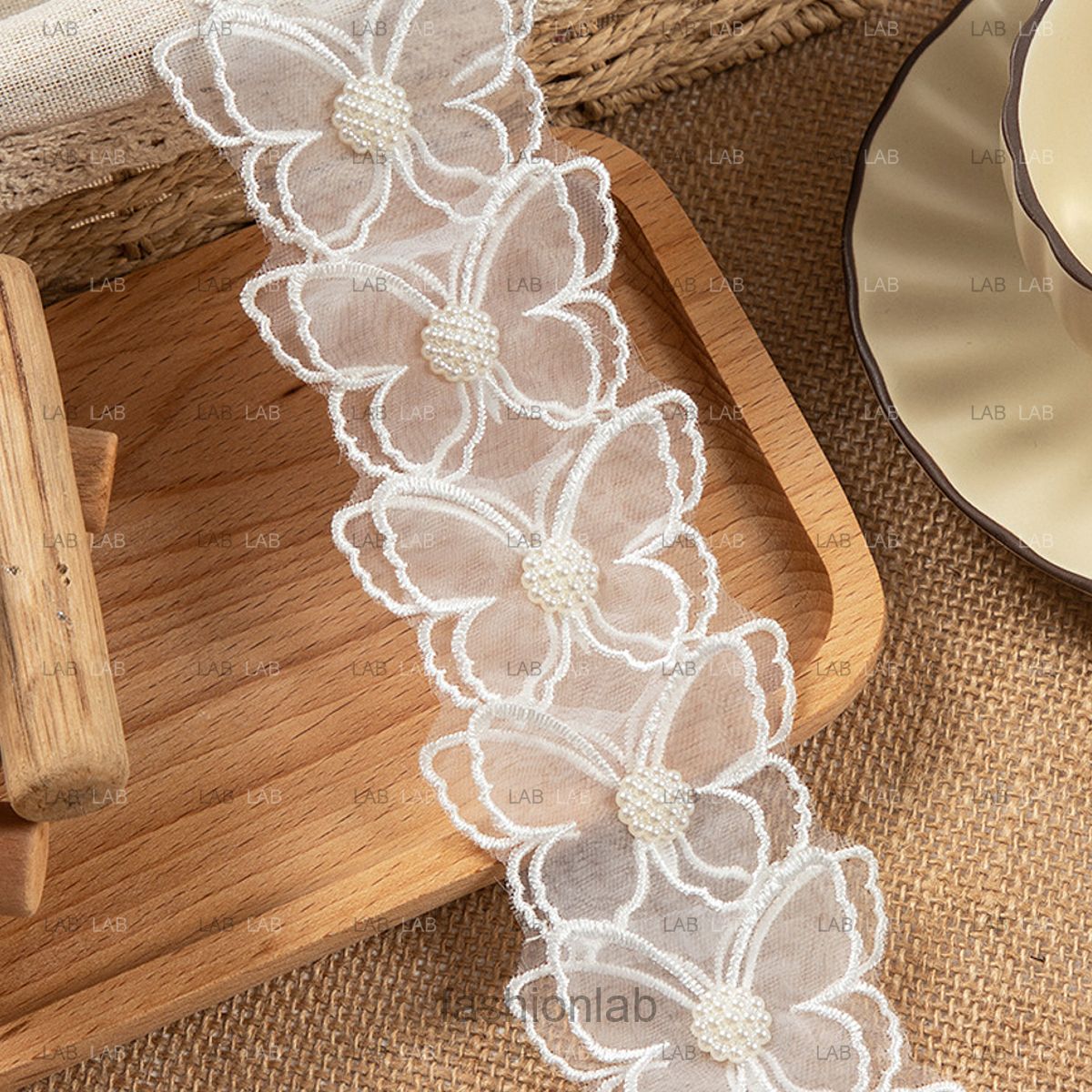 Dây viền thêu 3D hai lớp trang trí #020602