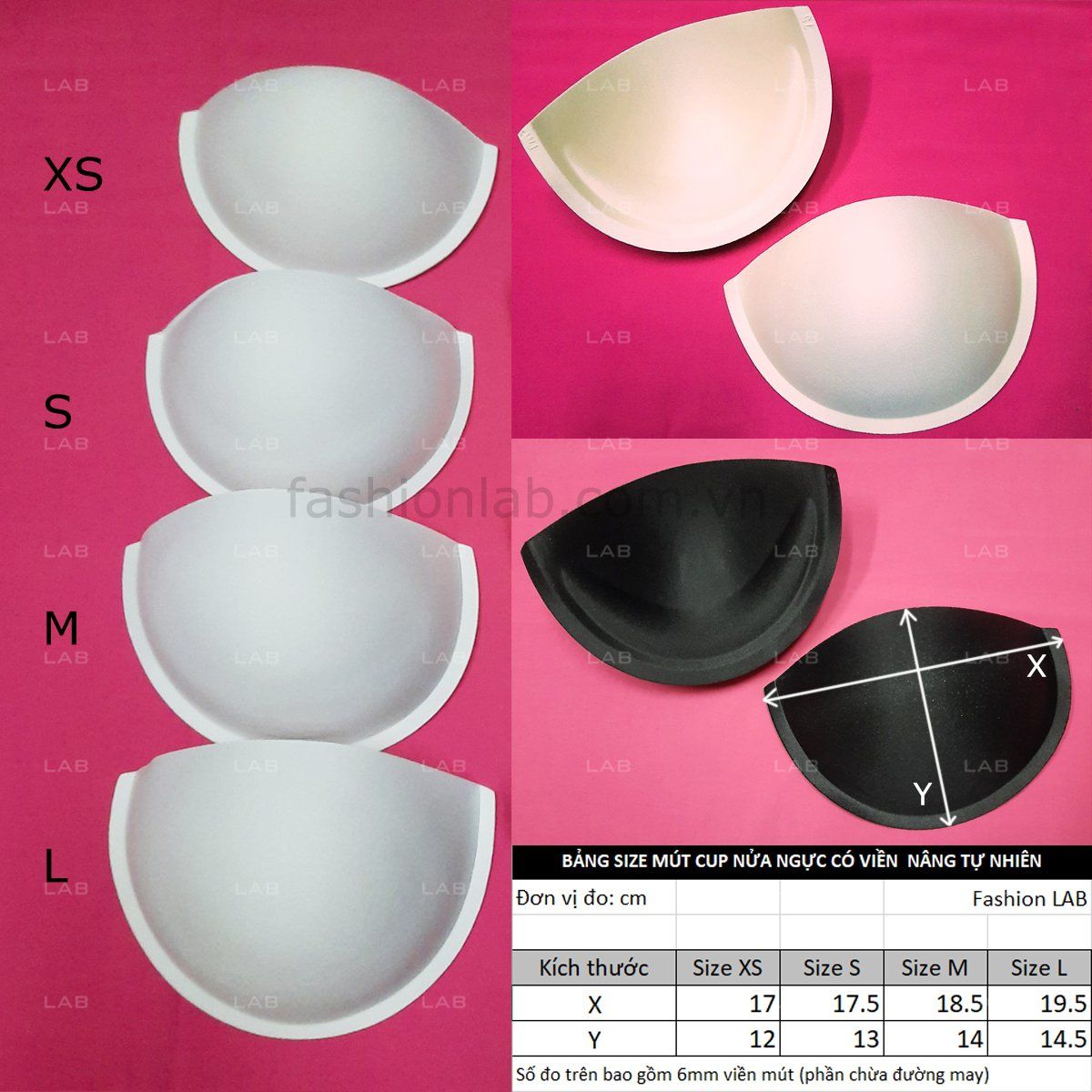 Mút cup nửa ngực có viền nâng tự nhiên - Size M-85 #020702