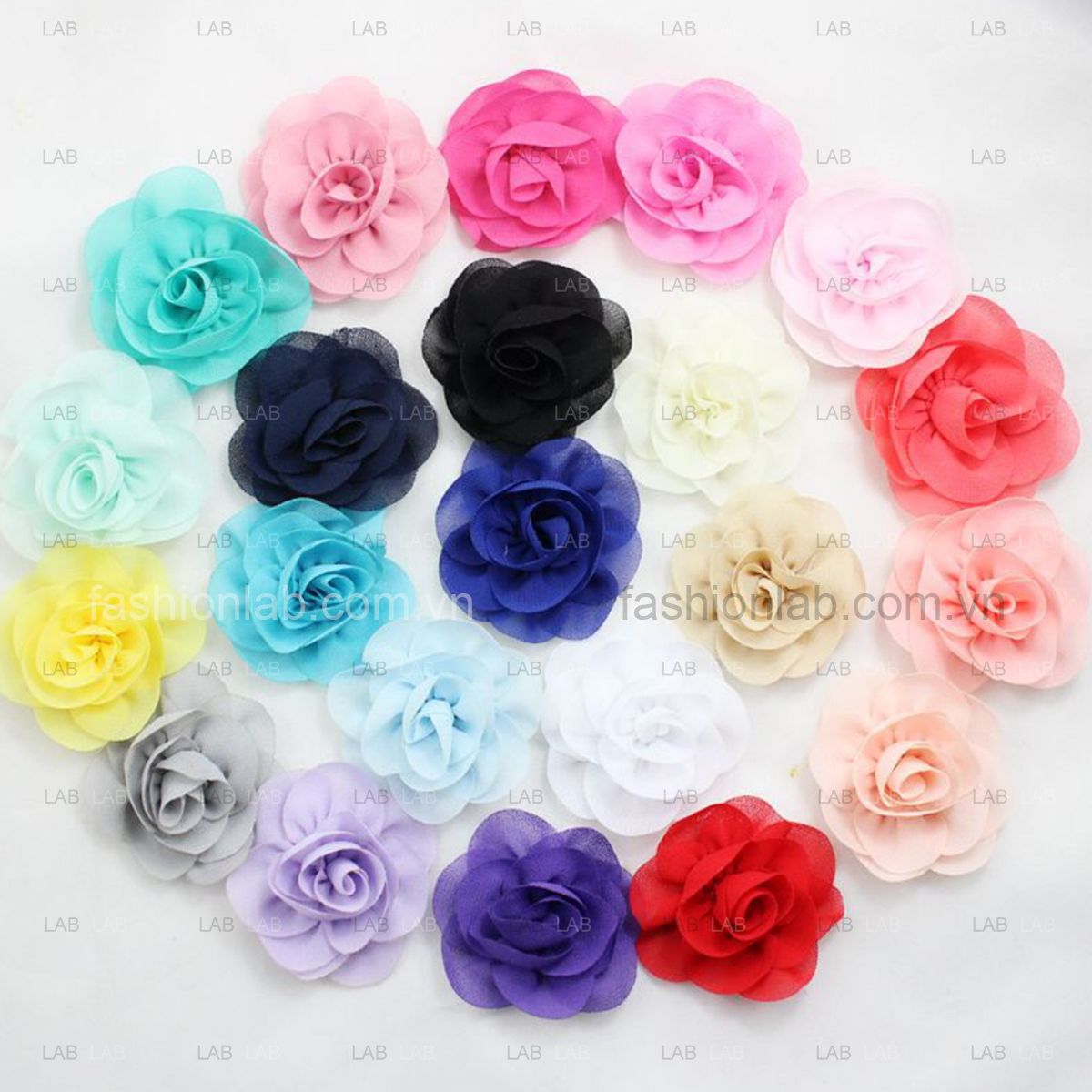 Hoa hồng vải voan cát đường kính 8cm