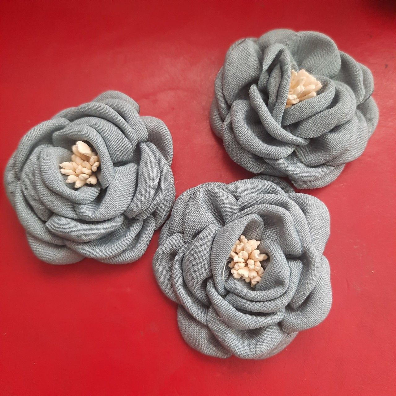 Hoa hồng vải linen đường kính 5.5 - 6cm