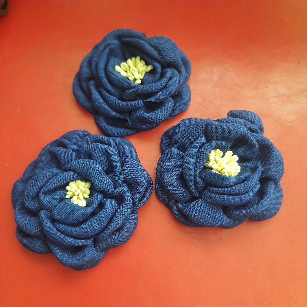 Hoa hồng vải linen đường kính 5.5 - 6cm