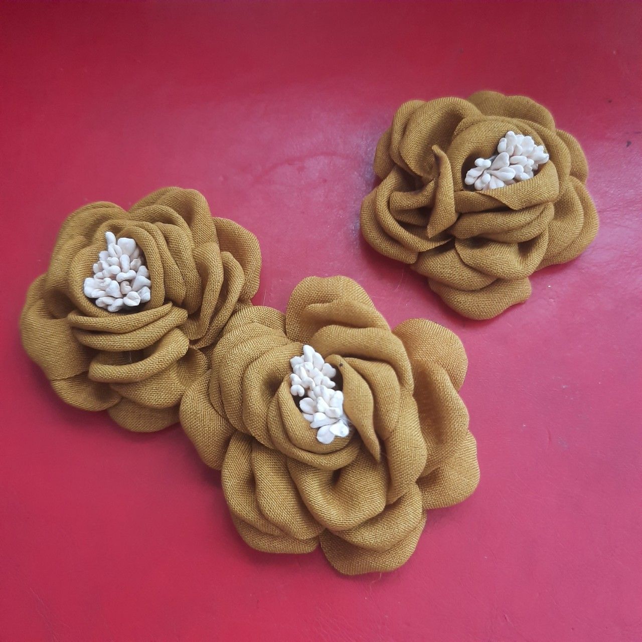 Hoa hồng vải linen đường kính 5.5 - 6cm