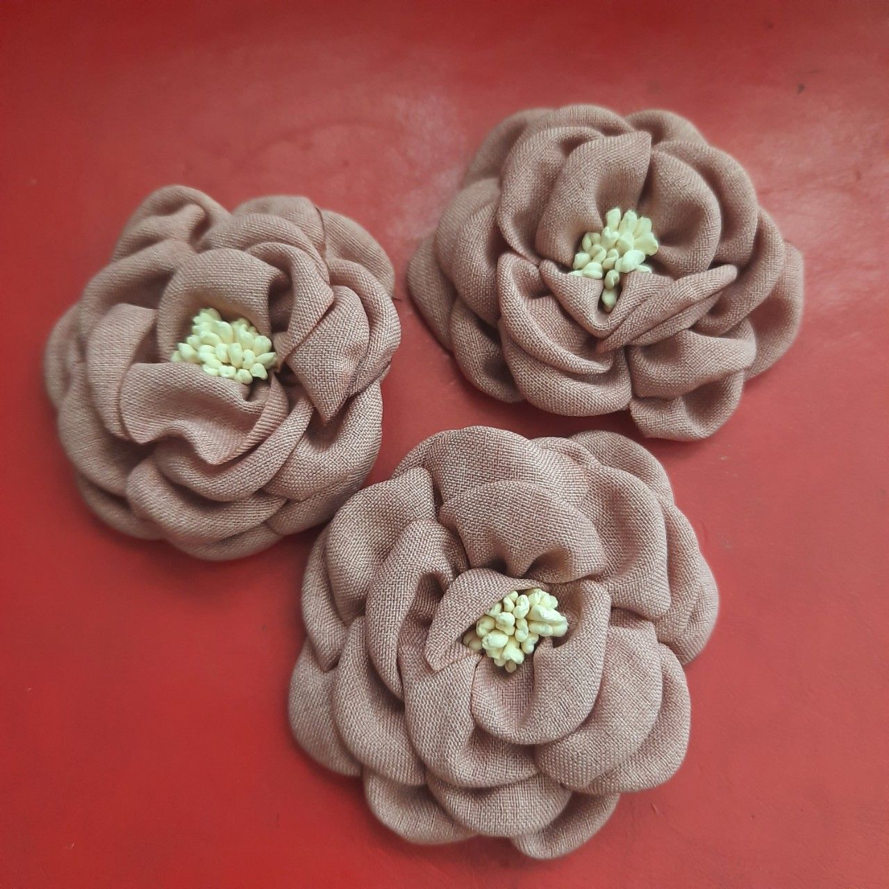 Hoa hồng vải linen đường kính 5.5 - 6cm