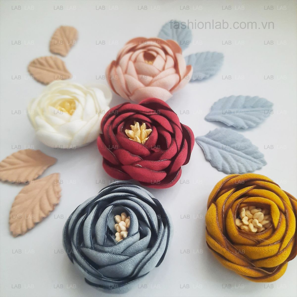 Hoa hồng vải phi mịn đường kính 3.5cm