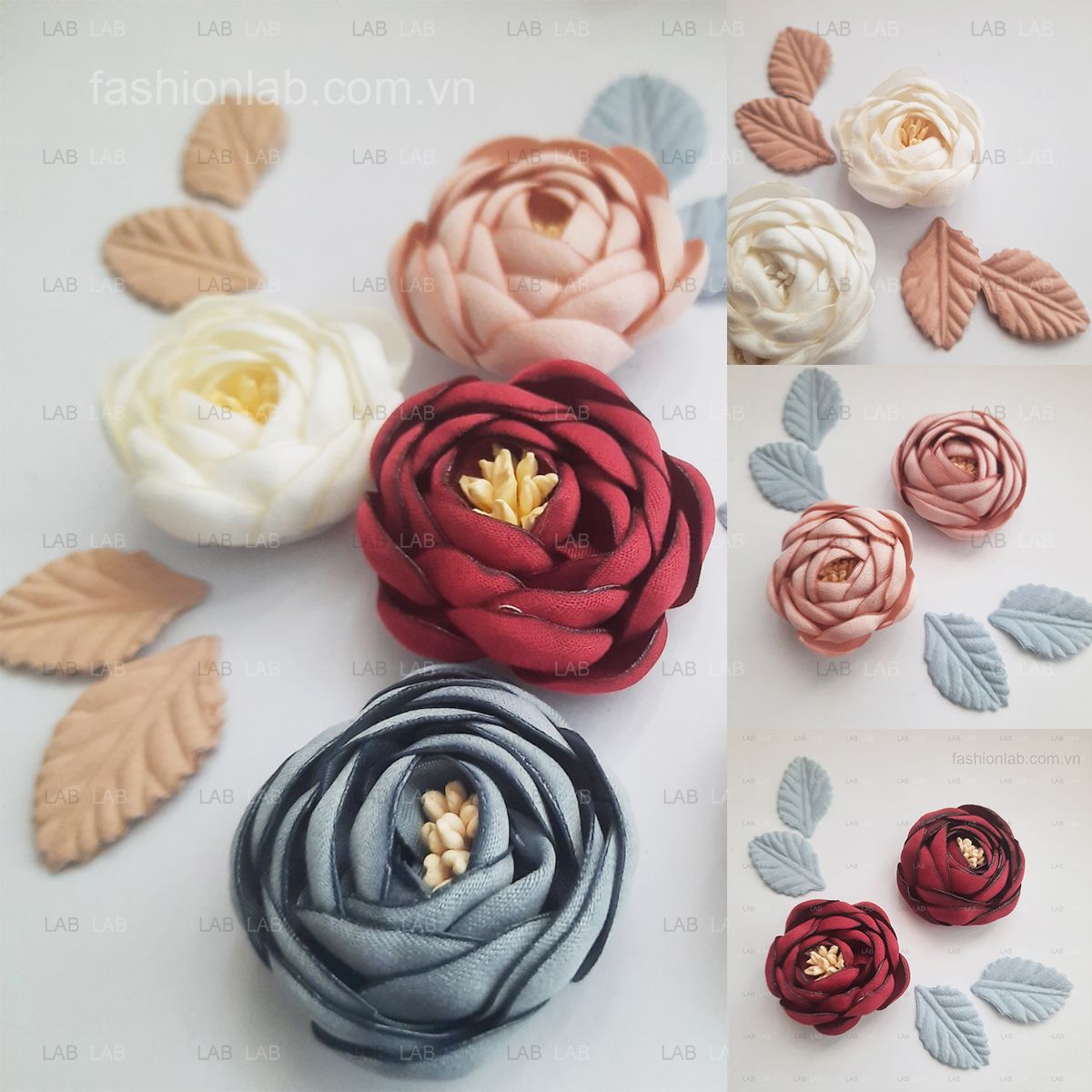 Hoa hồng vải phi mịn đường kính 3.5cm