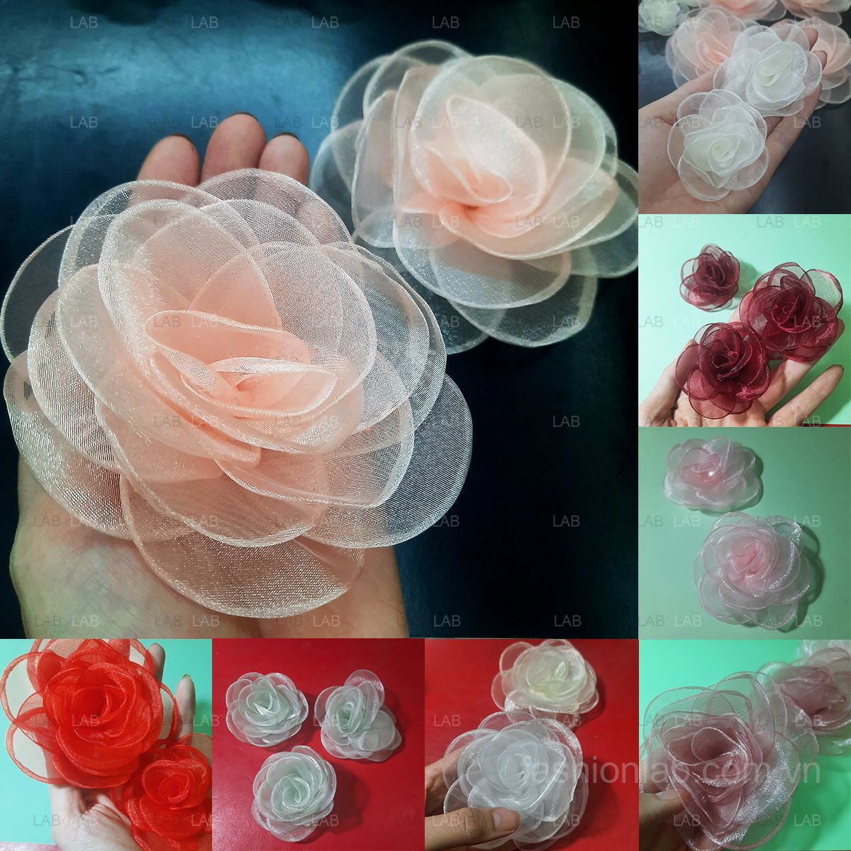 Hoa hồng voan kính 10cm