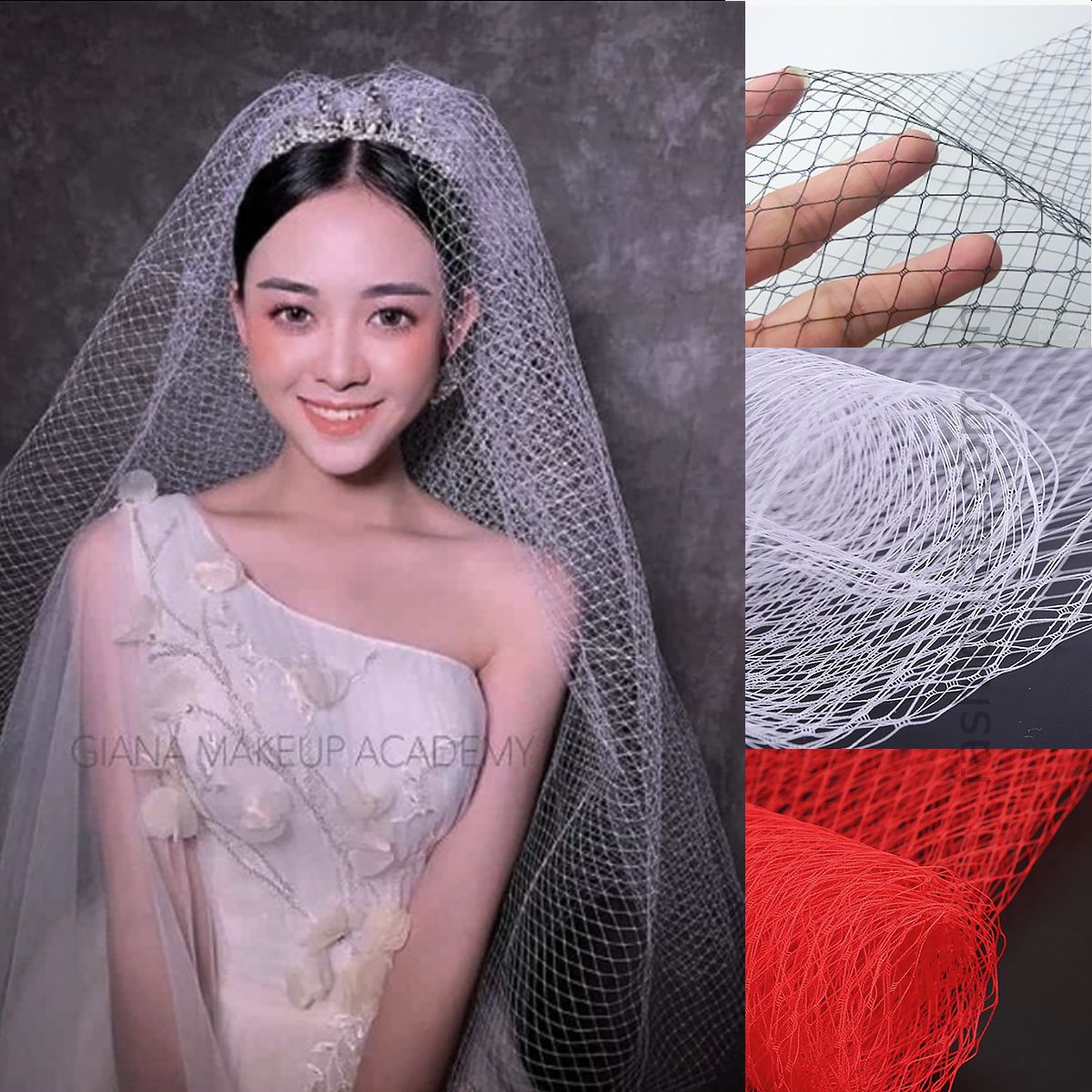 Lưới mắt cáo mạng che mặt, cài đầu khổ 2m #030101