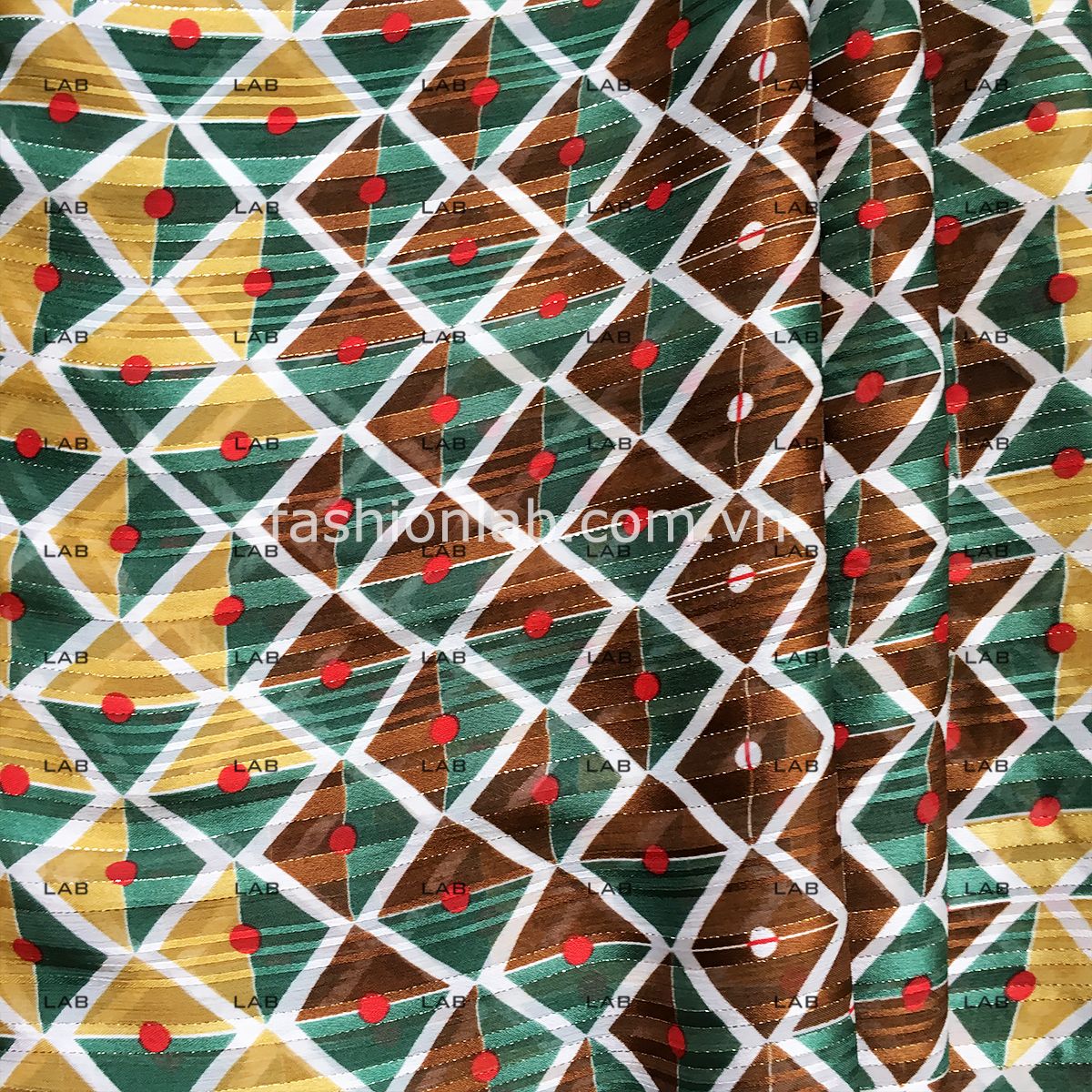 Vải voan sateen gân kim tuyến jacquard hình học M18 #030402