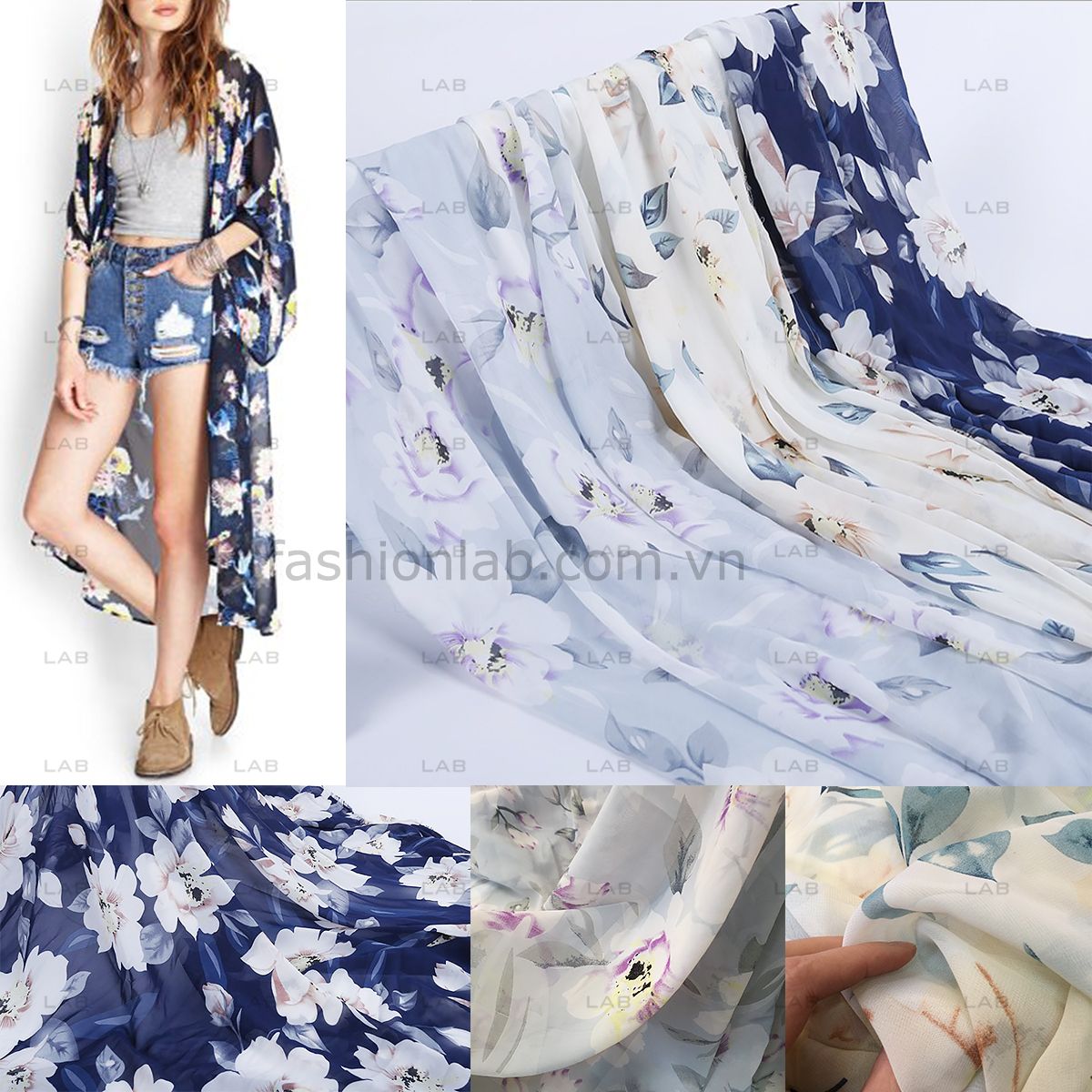 Vải voan hoa - Mẫu 010