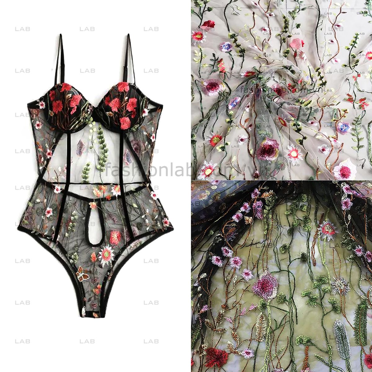 Vải lưới thêu hoa 007 #030601