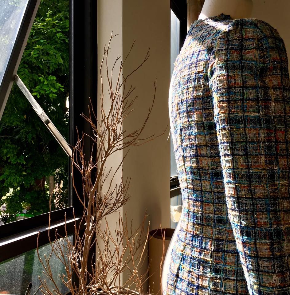 Vải Tweed Tattersall bện sợi kim tuyến #030901