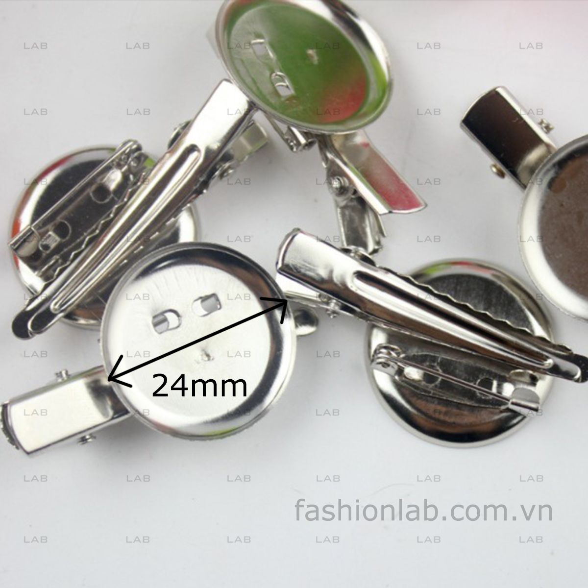 Kẹp cá sấu tự làm pin cài gắn kèm đế gắn bông, hoa #040201