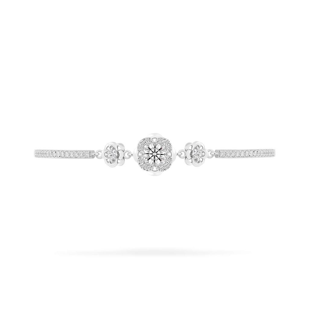 Lắc tay vàng trắng 14K gắn kim cương DOJI AFBB200476F2HA1