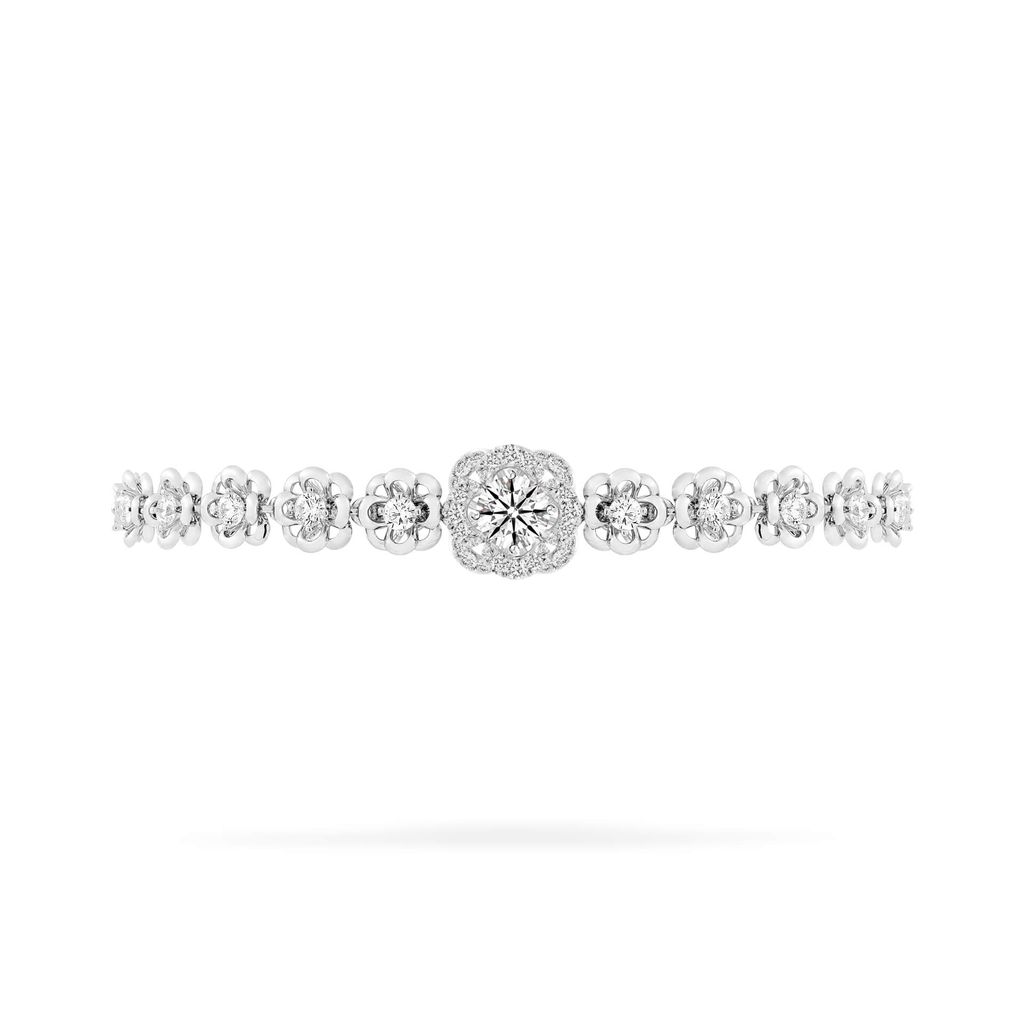 Lắc tay vàng trắng 14K gắn kim cương DOJI AFBB200477F2HA1