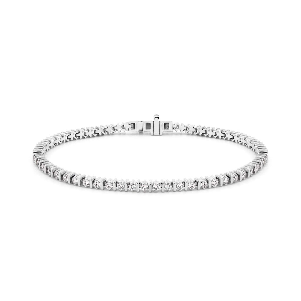 Lắc tay vàng trắng 14K gắn kim cương DOJI AFBB900507F2ML1