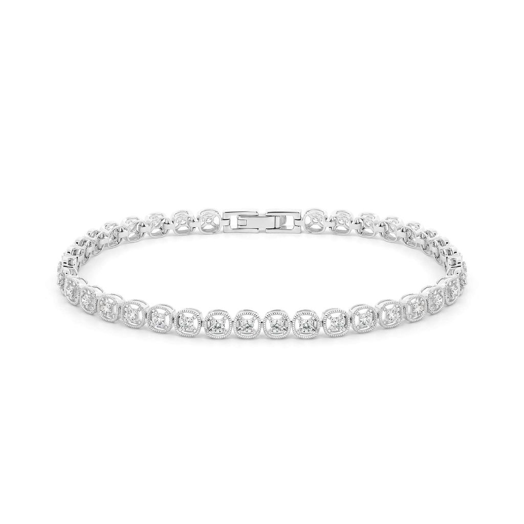 Lắc tay vàng trắng 14K gắn kim cương DOJI AFBB900508F2ML1