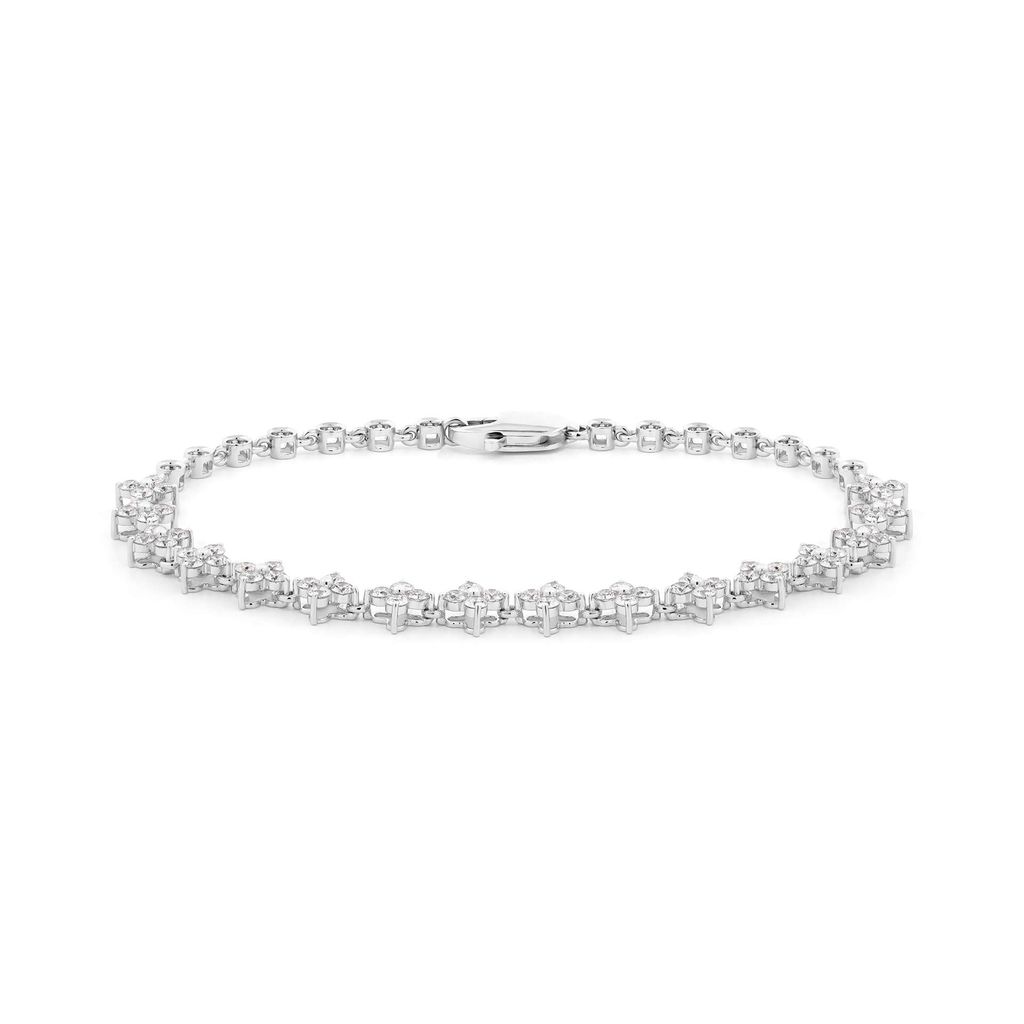 Lắc tay vàng trắng 14K gắn kim cương DOJI AFBB900510F2ML1