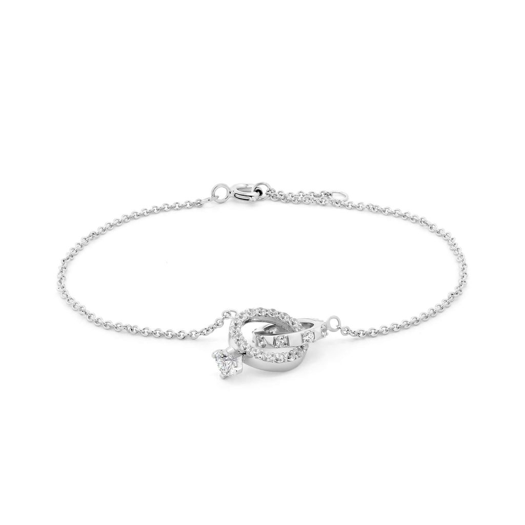 Lắc tay nữ vàng trắng 14K gắn đá CZ DOJI AFBK000427F2CZ1