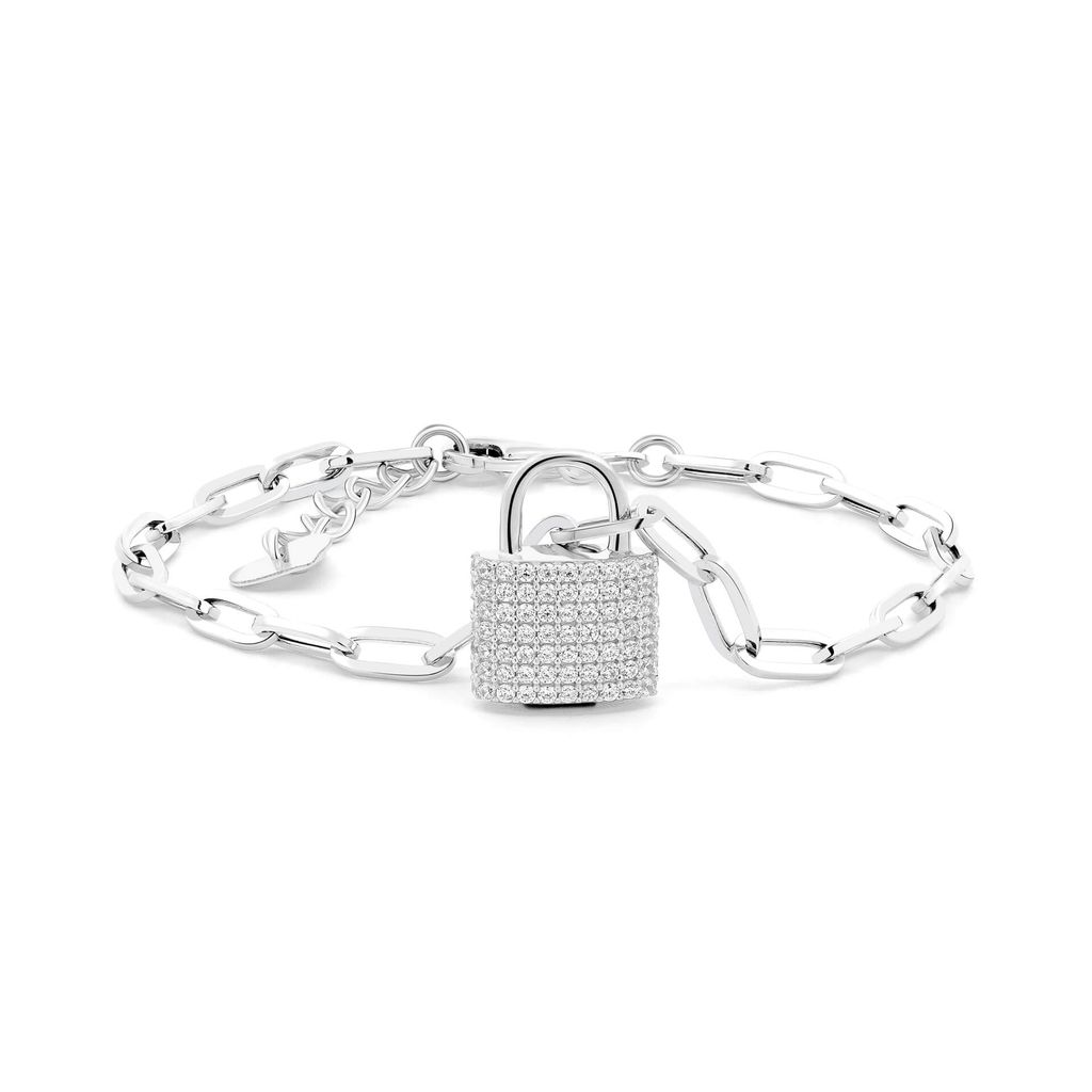 Lắc tay nữ vàng trắng 14K gắn đá CZ DOJI AFBK000641F2CZ1