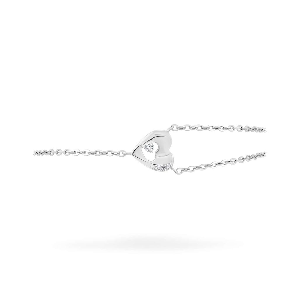 Lắc tay vàng trắng 14K gắn đá CZ DOJI AFBK000672F2CZ1