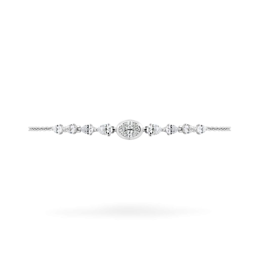 Lắc tay vàng trắng 14K gắn kim cương DOJI AFBR000507F2DA1