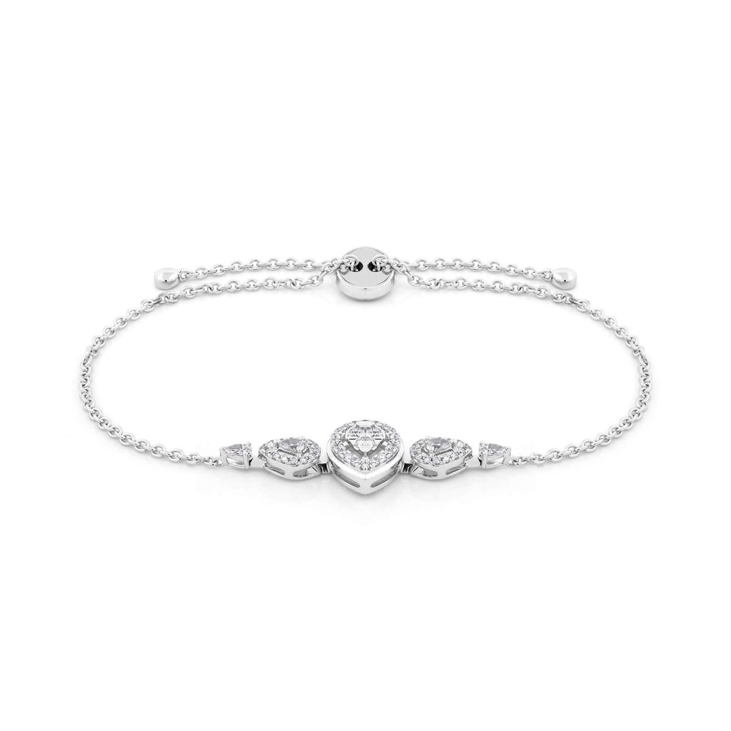 Lắc tay vàng trắng 14K gắn kim cương DOJI AFBR000510F2DA1