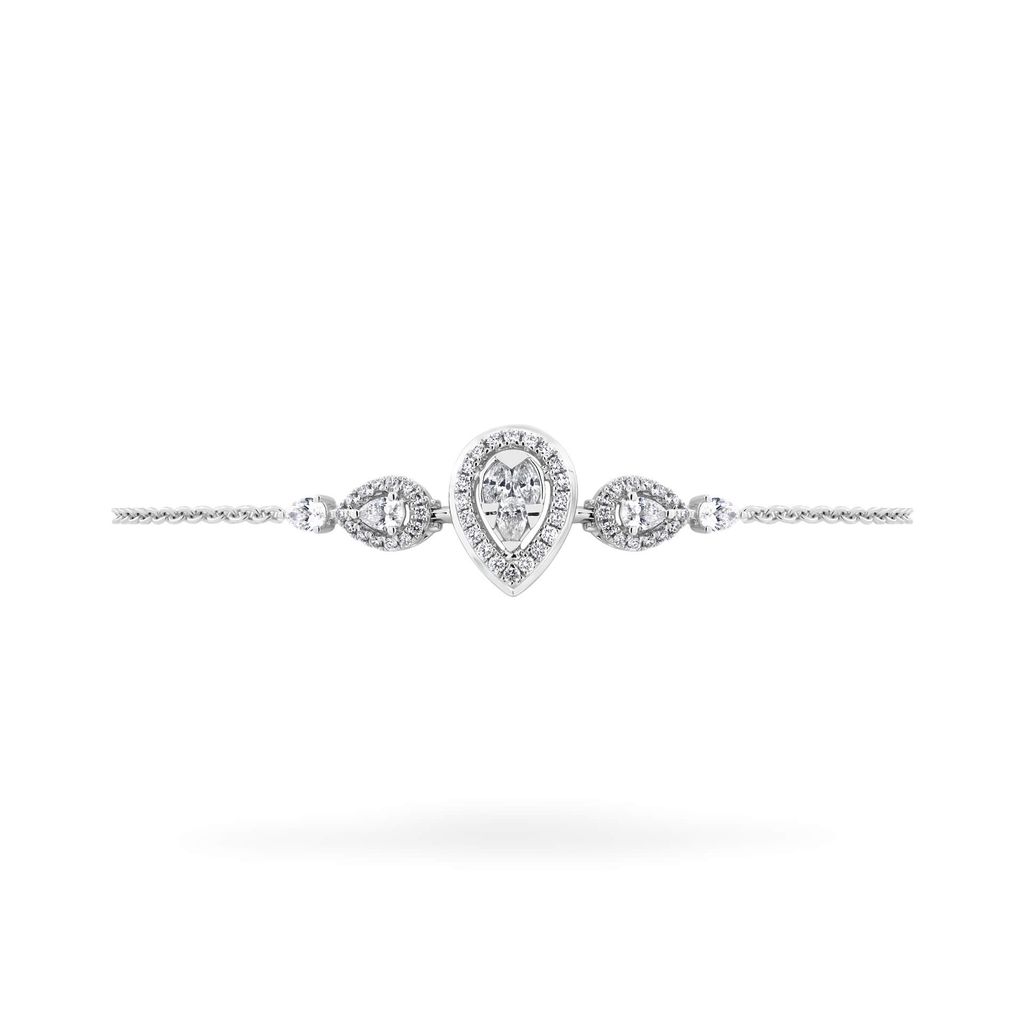 Lắc tay vàng trắng 14K gắn kim cương DOJI AFBR000510F2DA1