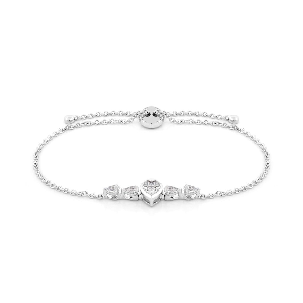Lắc tay vàng trắng 14K gắn kim cương DOJI AFBR000513F2DA1