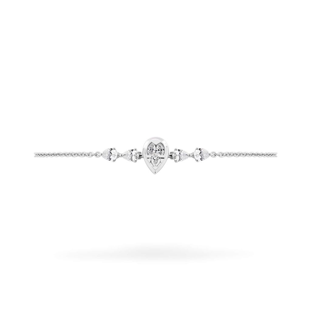 Lắc tay vàng trắng 14K gắn kim cương DOJI AFBR000513F2DA1