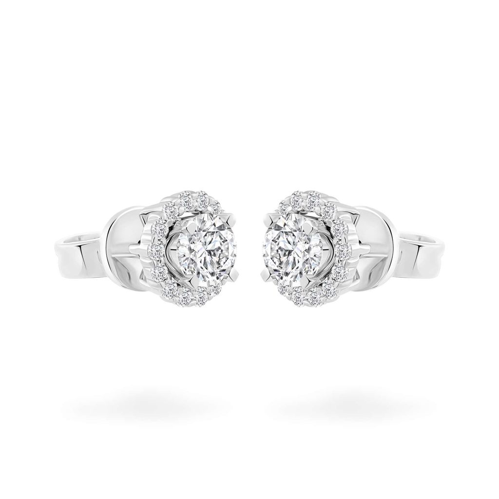 Hoa tai vàng trắng 14K gắn kim cương DOJI AFEB000008F2HA1