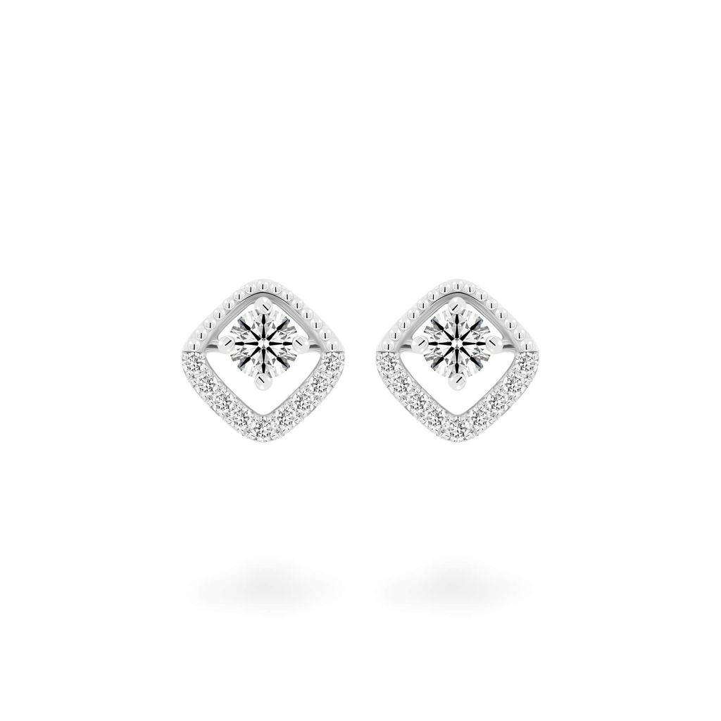 Hoa tai vàng trắng 14K gắn kim cương DOJI AFEB000019F2HA1