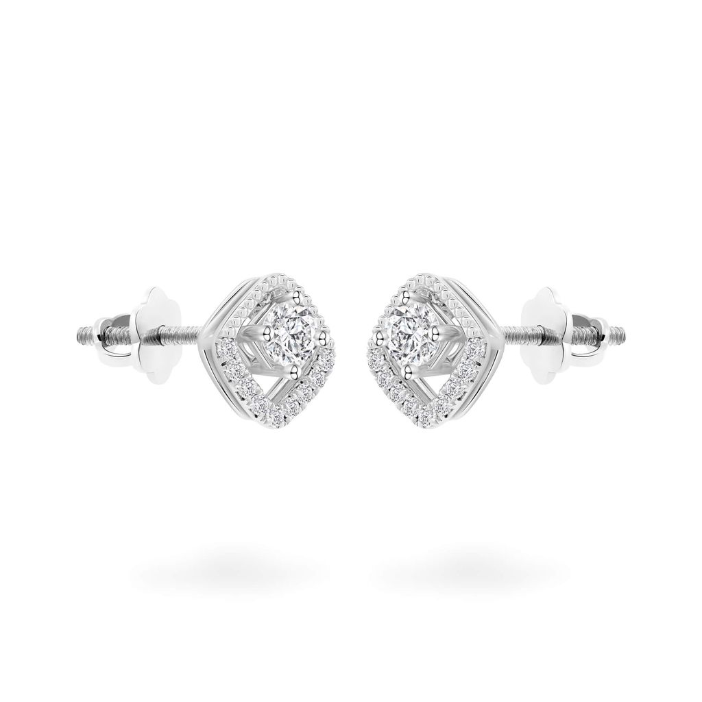 Hoa tai vàng trắng 14K gắn kim cương DOJI AFEB000019F2HA1