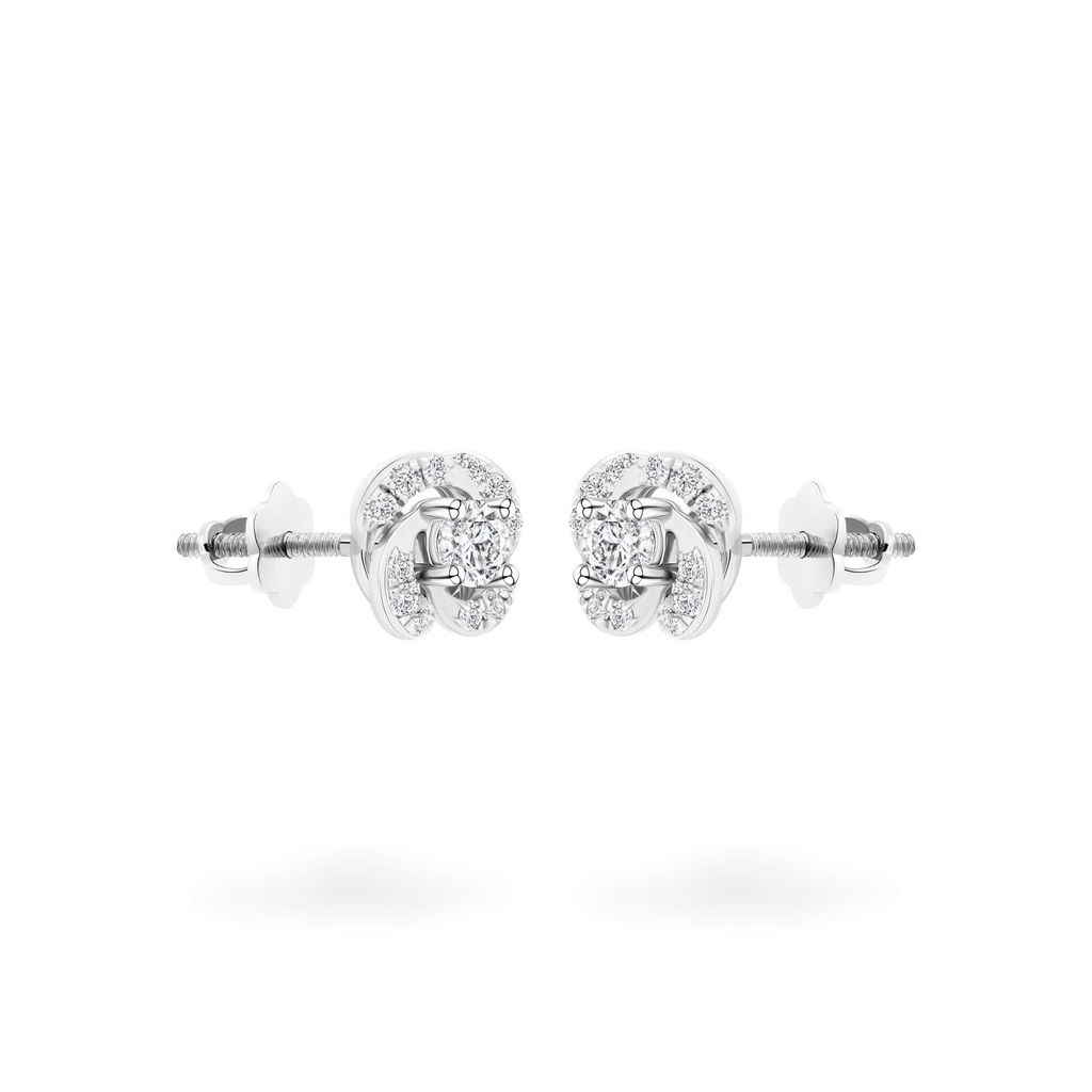 Hoa tai vàng trắng 14K gắn kim cương DOJI AFEB000029F2HA1